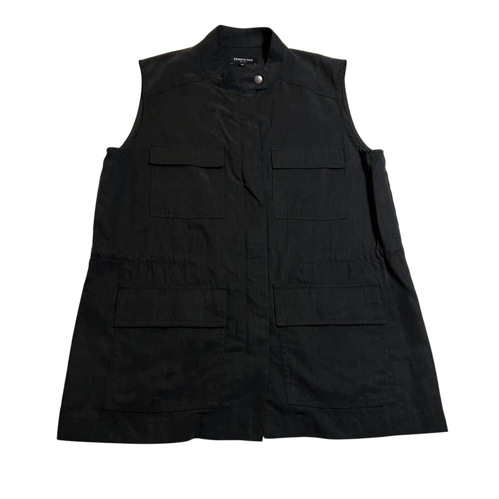 Kenneth Cole Utility Full Zipper Long Line Vest Size XS Minimalist Tencel Casual